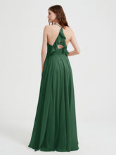 Col En V Dos Croisé Mousseline Robes De Demoiselle d'Honneur Vert Foncé
