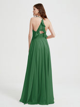 Col En V Dos Croisé Mousseline Robes De Demoiselle d'Honneur Emeraude