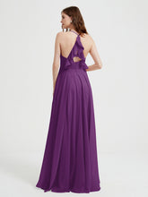 Col En V Dos Croisé Mousseline Robes De Demoiselle d'Honneur Raisin