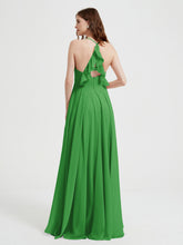 Col En V Dos Croisé Mousseline Robes De Demoiselle d'Honneur Vert