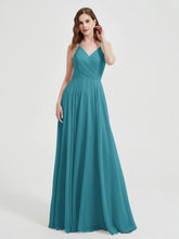 Col En V Dos Croisé Mousseline Robes De Demoiselle d'Honneur Jade