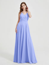 Col En V Dos Croisé Mousseline Robes De Demoiselle d'Honneur Lavande