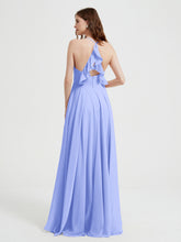 Col En V Dos Croisé Mousseline Robes De Demoiselle d'Honneur Lavande