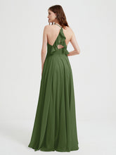 Col En V Dos Croisé Mousseline Robes De Demoiselle d'Honneur Mousse