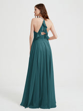 Col En V Dos Croisé Mousseline Robes De Demoiselle d'Honneur Paon