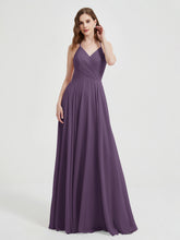 Col En V Dos Croisé Mousseline Robes De Demoiselle d'Honneur Plum