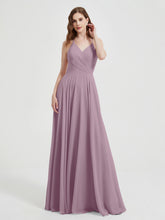 Col En V Dos Croisé Mousseline Robes De Demoiselle d'Honneur Vintage Mauve