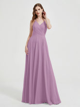 Col En V Dos Croisé Mousseline Robes De Demoiselle d'Honneur Glycine