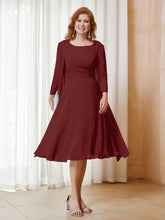 Robe de A-ligne en Mousseline à Manches Longues avec Veste Bordeaux