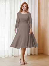 Robe de A-ligne en Mousseline à Manches Longues avec Veste Taupe