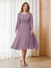 Robe de A-ligne en Mousseline à Manches Longues avec Veste Vintage Mauve