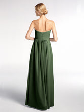 Robe Sans Bretelles Taille Empire en Mousseline avec Poches Olive Verte