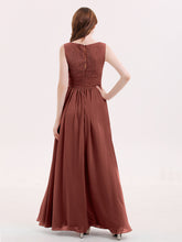 Robe Col en V Mousseline et Dentelle avec Fente terracotta