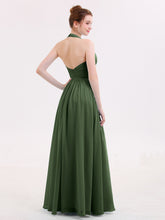 Licou Col en V Mousseline Robe Demoiselle d'honneur Olive Verte