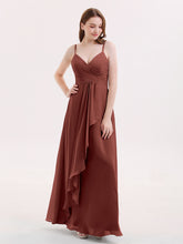 Mousseline Robe Demoiselle d'honneures avec Jupe Cascade terracotta