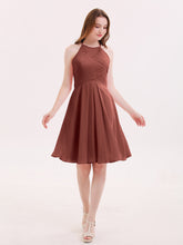 Short Mousseline Robe Demoiselle d'honneur avec Poche terracotta
