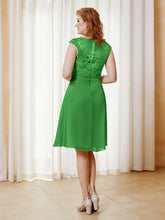 Robe de A-ligne en Mousseline avec Encolure Illusion Longueur aux Genou en Dentelle Vert