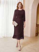 Robe en Mousseline Longueur de Mollet avec Veste Cabernet