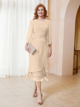 Robe en Mousseline Longueur de Mollet avec Veste Champagne