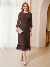 Robe en Mousseline Longueur de Mollet avec Veste Chocolat