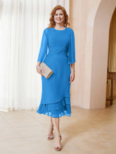 Robe en Mousseline Longueur de Mollet avec Veste Bleu Océan