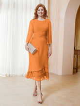 Robe en Mousseline Longueur de Mollet avec Veste Orange