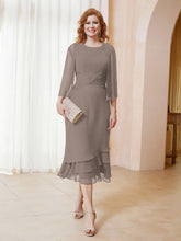 Robe en Mousseline Longueur de Mollet avec Veste Taupe