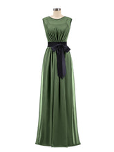 FAUX-Wrap Mousseline Robe avec Ceinture Olive Vertee Olive Verte