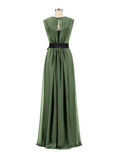 FAUX-Wrap Mousseline Robe avec Ceinture Olive Vertee Olive Verte