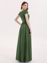 Robes Demoiselle d'honneure Longues avec Mancheron Olive Verte
