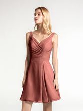Col en V Mousseline Robe Courte pour Demoiselles d'honneur terracotta