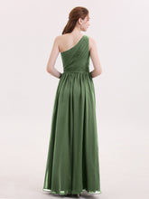 Une Epaule Mousseline et Dentelle Robe Demoiselle d'honneur Olive Verte