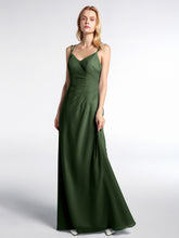 Robe Longue en Mousseline à Doubles Bretelles Croisées Dans le Dos Olive Verte
