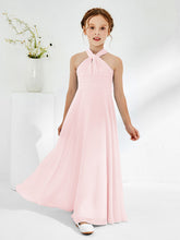 Robes de Demoiselle d'Honneur Junior A-ligne Sans Manches à Col Licou Rose Pâle