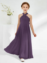 Robes de Demoiselle d'Honneur Junior A-ligne Sans Manches à Col Licou Plum