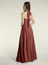Illison Col Haut Croisé Poitrine Mousseline Robes terracotta