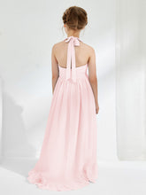 Robes de Demoiselle d'Honneur Junior Asymétriques à A-ligne avec Fleur Rose Pâle