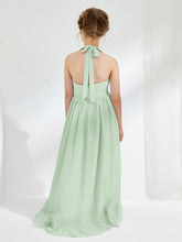 Robes de Demoiselle d'Honneur Junior Asymétriques à A-ligne avec Fleur Sauge Poudrée