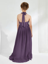 Robes de Demoiselle d'Honneur Junior Asymétriques à A-ligne avec Fleur Plum