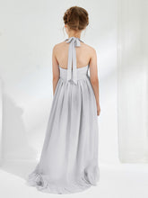 Robes de Demoiselle d'Honneur Junior Asymétriques à A-ligne avec Fleur Argent