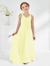 Robes de Demoiselle d'Honneur Junior A-ligne Sans Manches à Col en V Jonquille