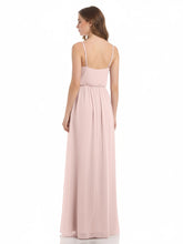 Col En V Spaghetti Bretelle Mousseline Robes De Demoiselle d'Honneur Rose Poudré