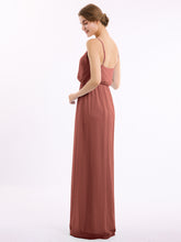 Col En V Spaghetti Bretelle Mousseline Robes De Demoiselle d'Honneur terracotta