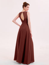 Col en V Mousseline Robe Demoiselle d'honneur avec Jupe Cascade terracotta