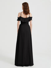 Y-Col Flotter Manches Longues Robes De Demoiselle d'Honneur Noir