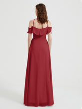 Y-Col Flotter Manches Longues Robes De Demoiselle d'Honneur Bordeaux
