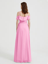 Y-Col Flotter Manches Longues Robes De Demoiselle d'Honneur Rose Bonbon
