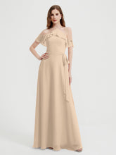 Y-Col Flotter Manches Longues Robes De Demoiselle d'Honneur Champagne