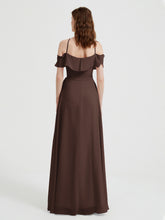 Y-Col Flotter Manches Longues Robes De Demoiselle d'Honneur Chocolat