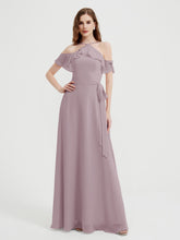 Y-Col Flotter Manches Longues Robes De Demoiselle d'Honneur Dusk